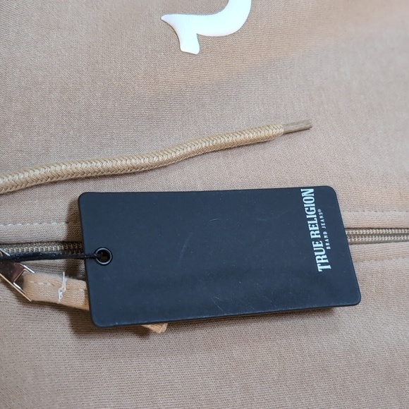 NWT True Religion Brand Jeans Size L Tan/Brown Zip Up Hoodie With Buddha Logo - Picture 5 of 8